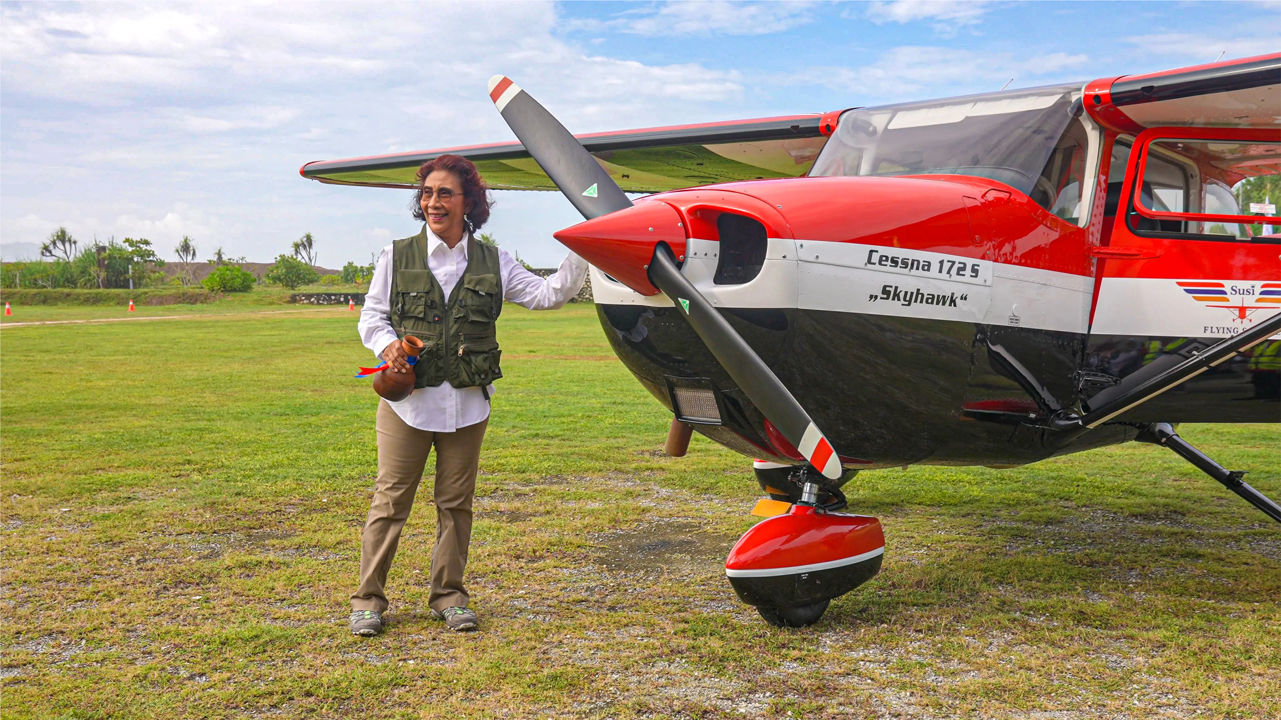 PK-HNA Cessna 172 S training aircraft of Susi Flying School by Susi Air in Pangandaran, Indonesia